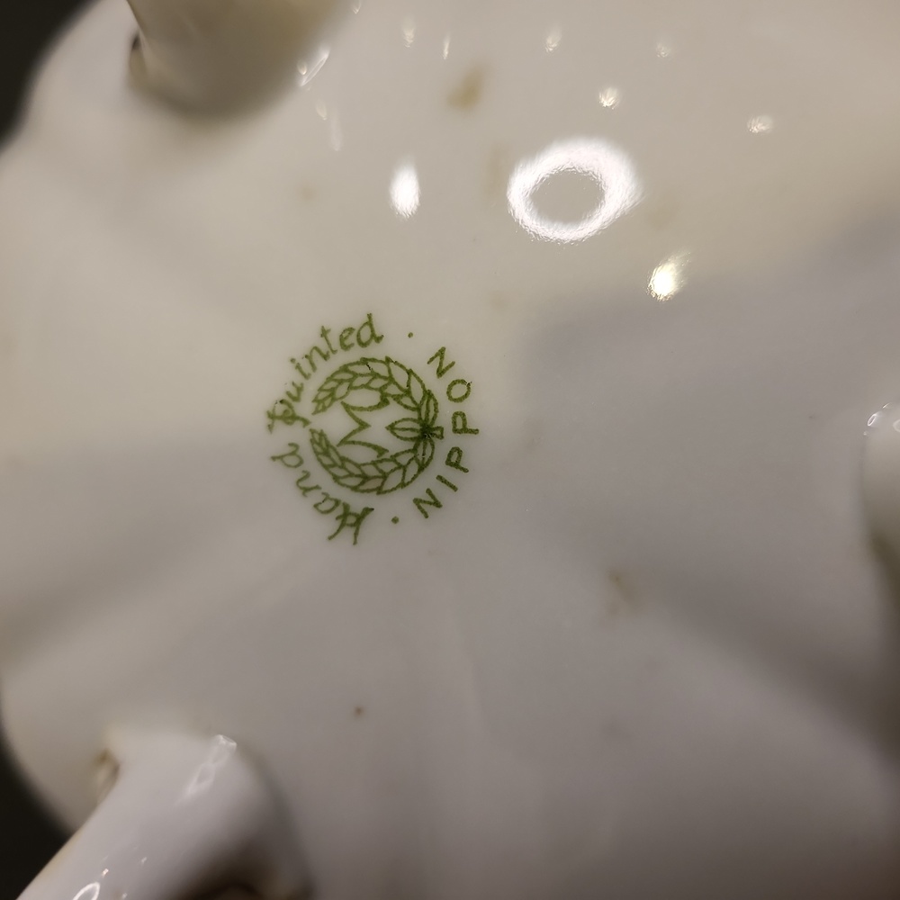 Hand Painted Floral Nippon Porcelain 3 Footed Candy Dish - Picture 9 of 11